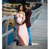 pink maternity dress